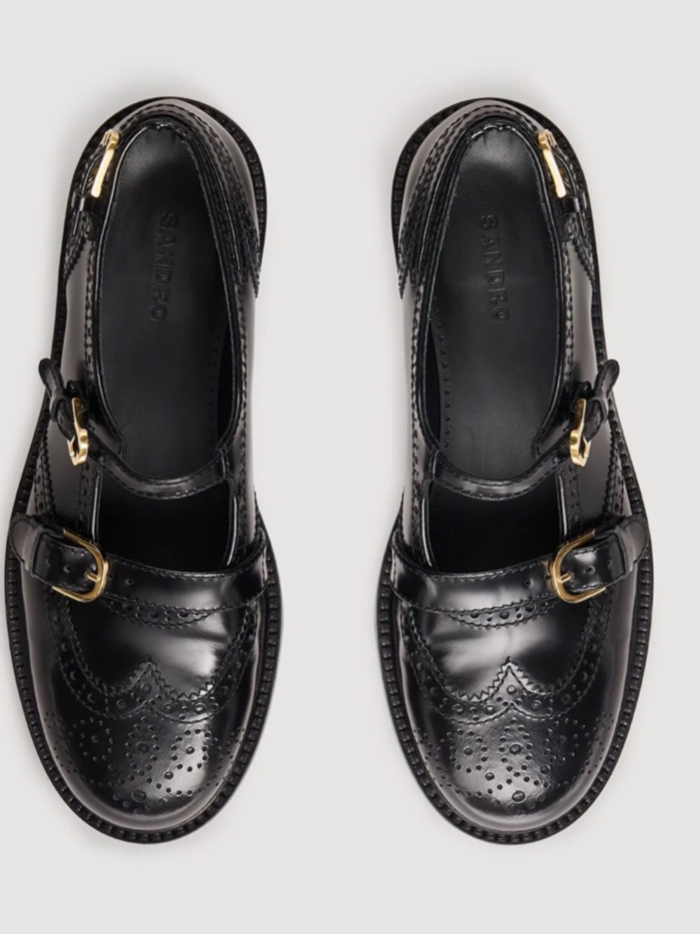 Sandro Multi-Buckle Mary Jane Loafers, Black, Wing Tip, Size 37FR, 7US MSRP $520 - Picture 11 of 11